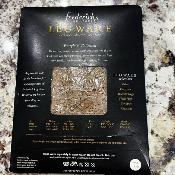 Frederick's Suspender Lace Top Pantyhose Size Large Sunglo in color. - Picture 2 of 2